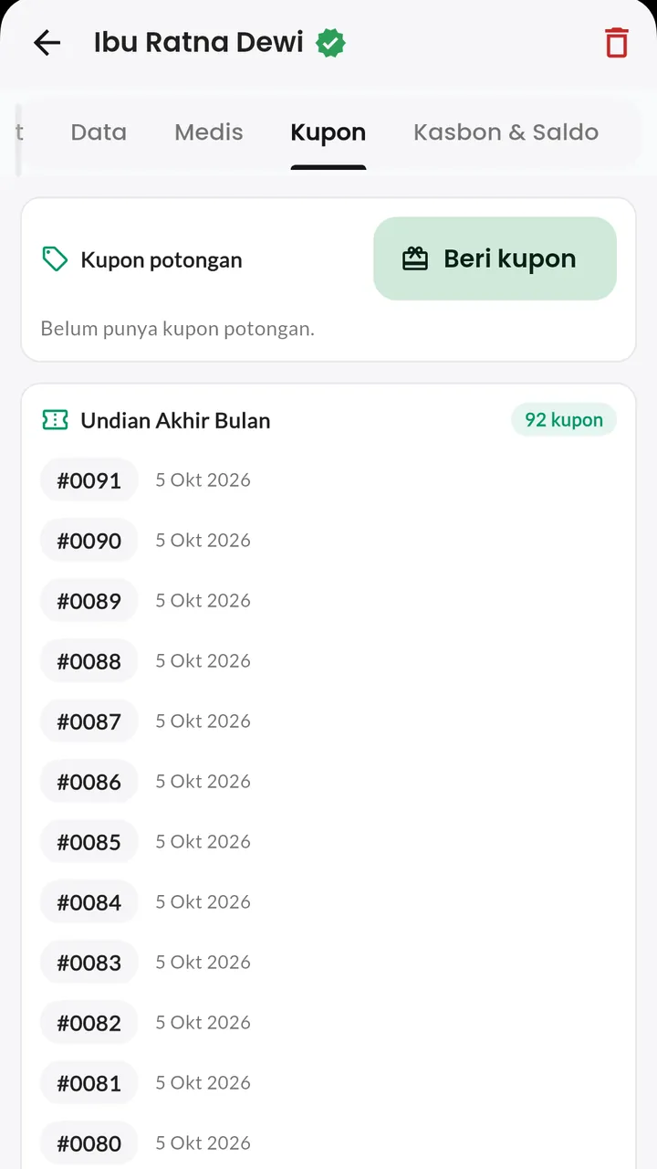 Promo & Voucher: Kupon pelanggan