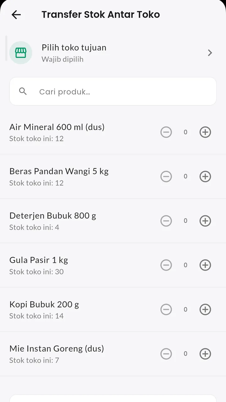 Tim & Multi-toko: Transfer stok antar toko