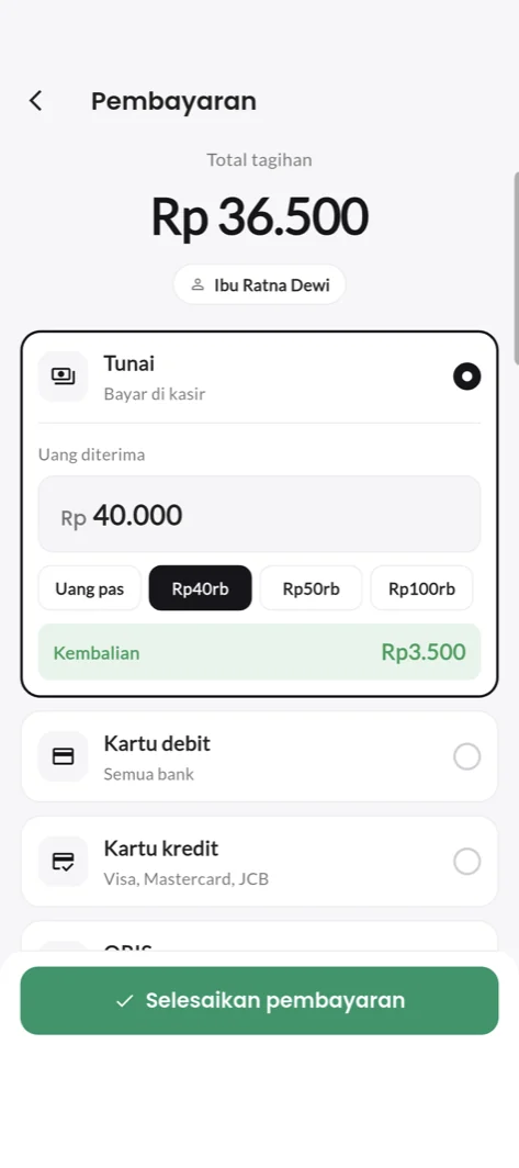 Aplikasi Berlaris di Android: pembayaran tunai